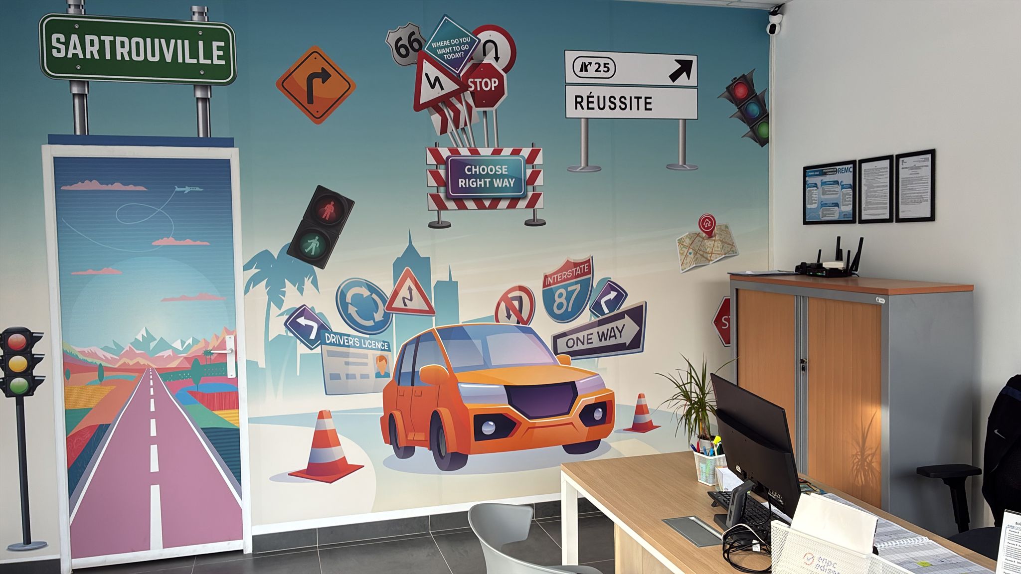 Décoration intérieure sur le thème de la route